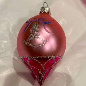 Vintage pink Christmas ornament with bell